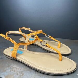 Draper James Flat Thong Sandal 9 T-Strap Ring Buckle Slingback Chic Orange Jenna
